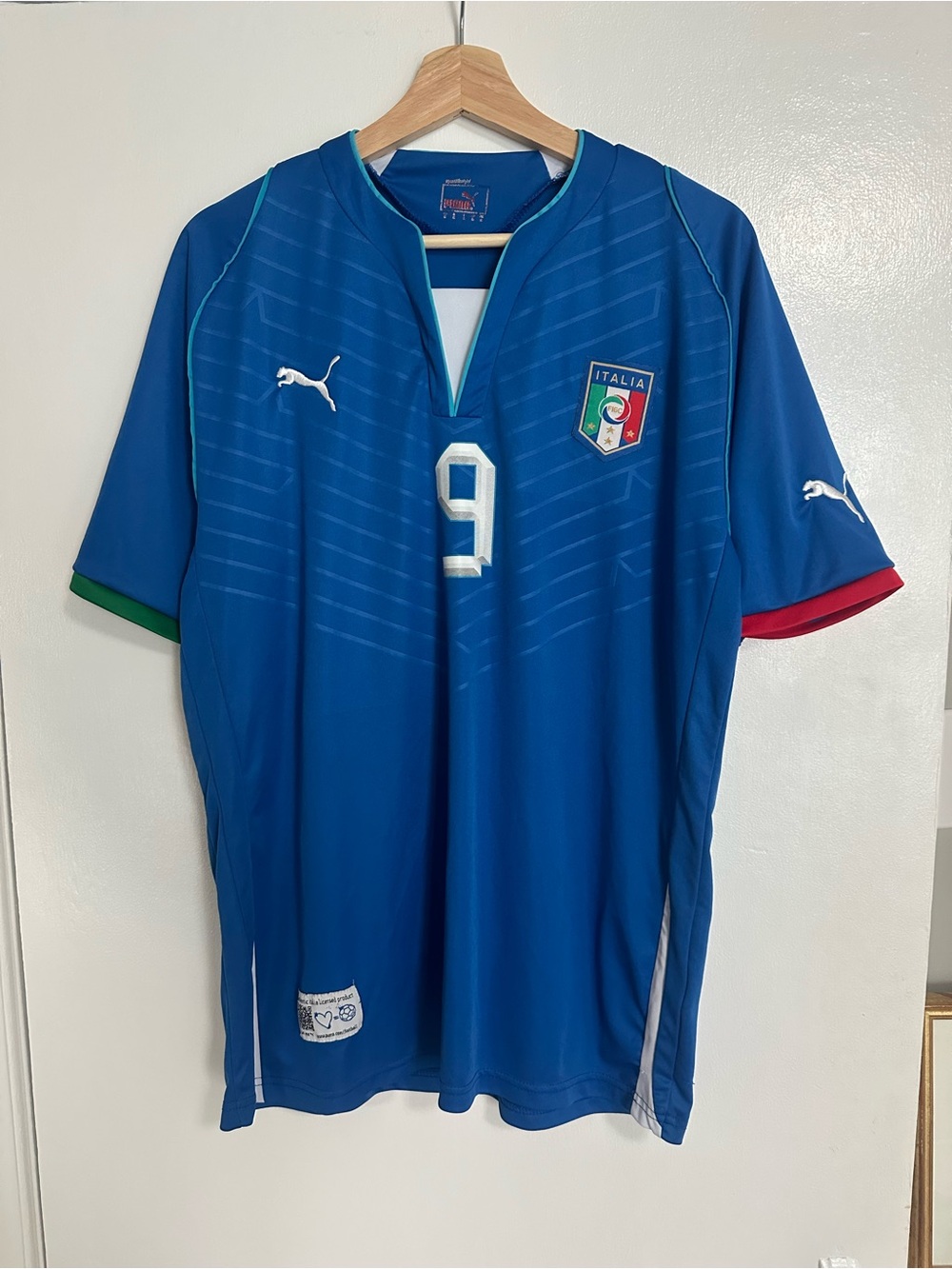 Balotelli Italy Men's Blue #9 Soccer Jersey